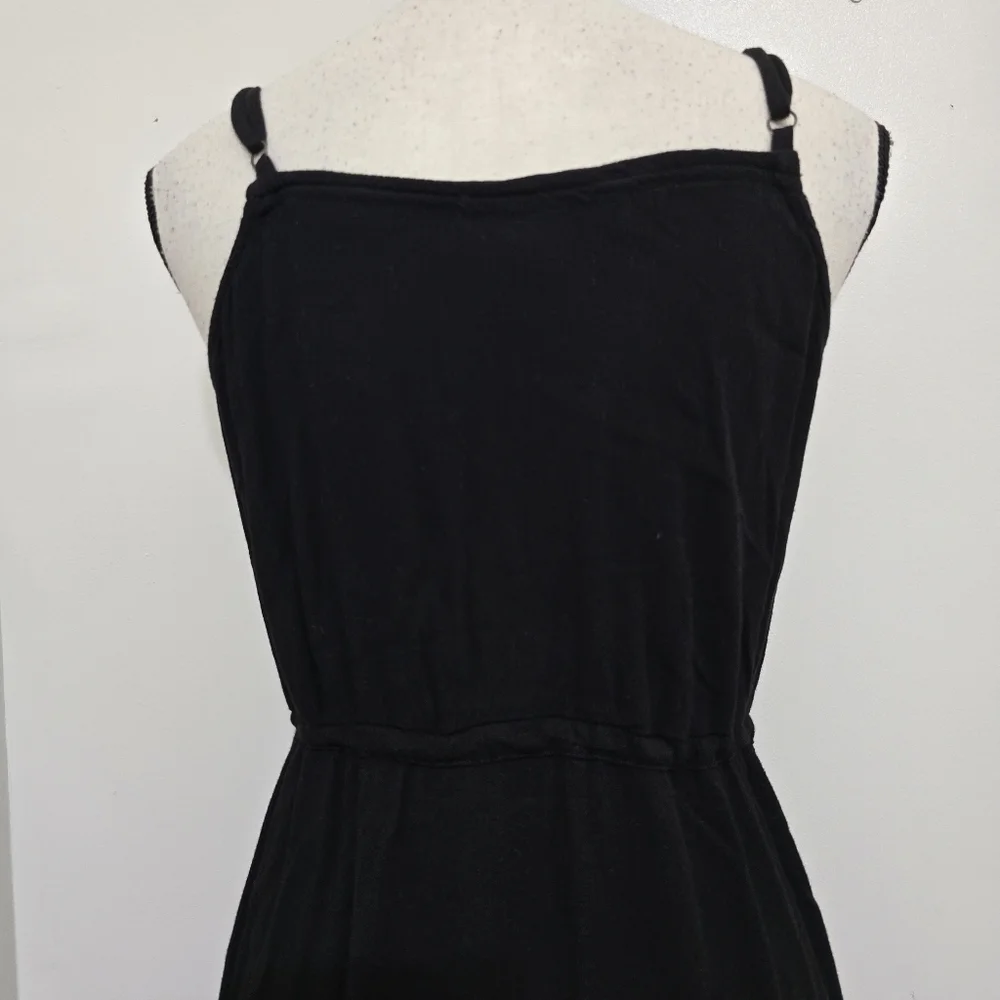 KNOX ROSE size Small Sleeveless Embroidered Tie Waist‎ Button Boho Dress Black